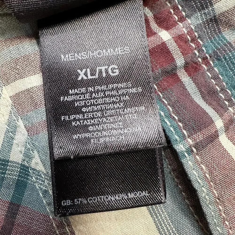 The North Face Plaid Cotton Short Sleeve Button Front Shirt Size XL